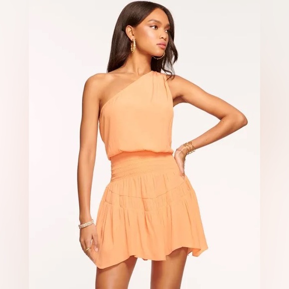 Ramy Brook Lilah One Shoulder Mini Dress in Sherbert (2) - Picture 1 of 10